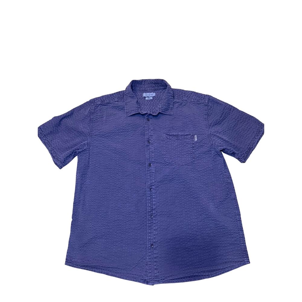 Urban Outfitters Mens XL Purple Textured Short Sleeve Button Down Shirt - Picture 2 of 6
